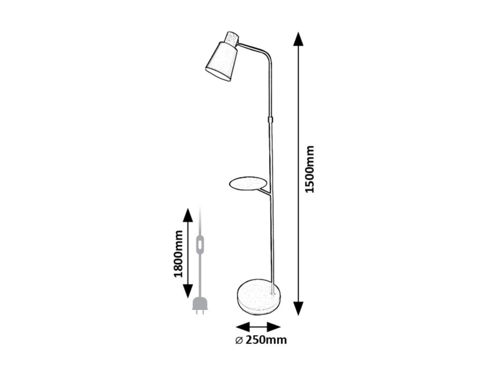 Lampada da terra nera con mensola E27 Rabalux Azim2