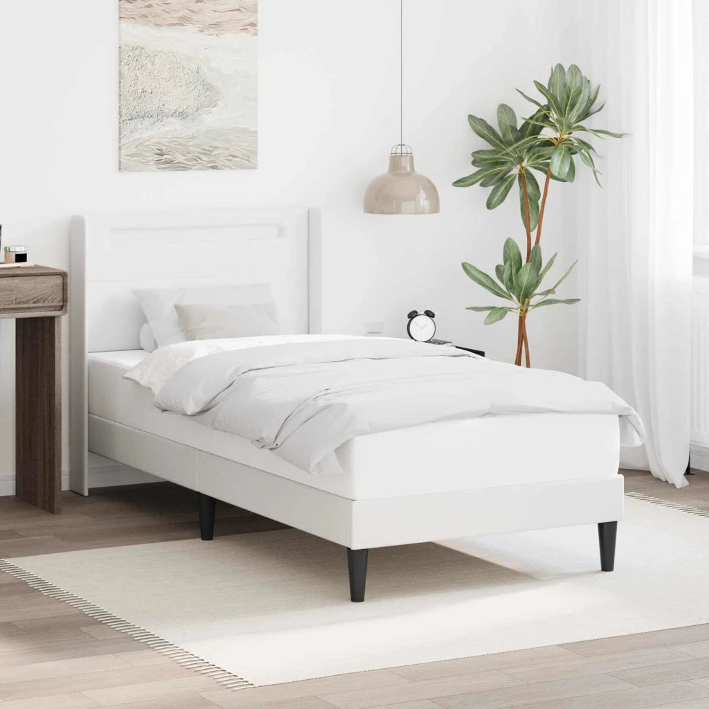Letto singolo | Letto per adulti | Struttura del letto con testiera Bianco 100 x 200 cm Similpelle