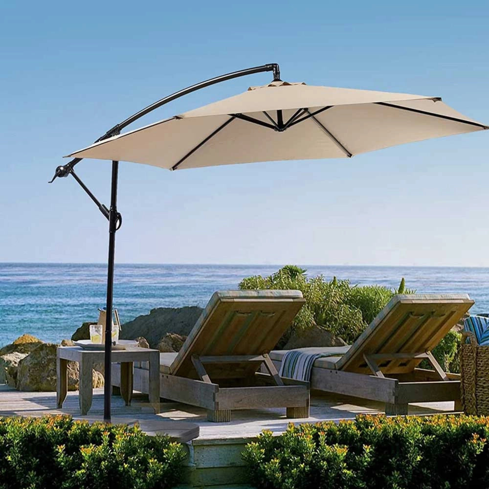 Trade Shop - Ombrellone Giardino Decentrato 3x3 Con Pendente Palo Alluminio Gazebo Antivento - Verde