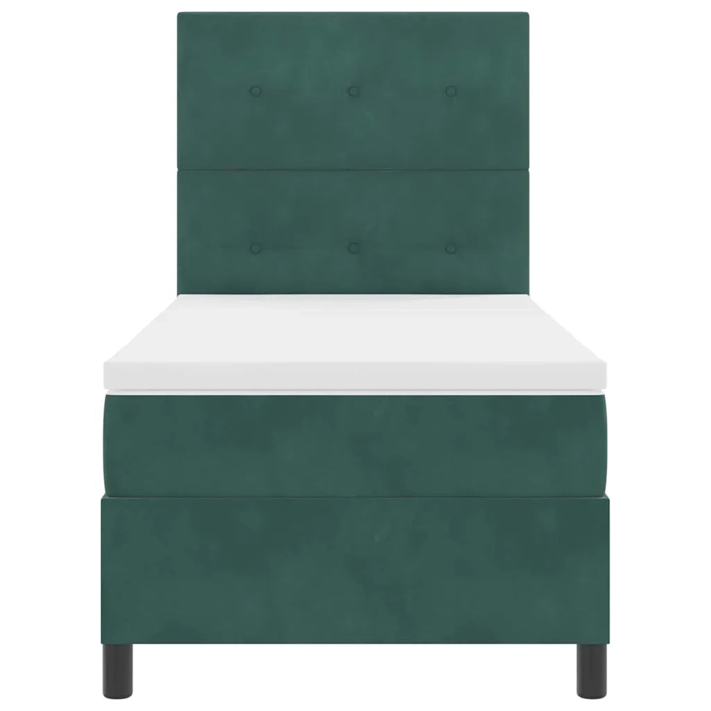 Letto a molle con materasso Verde Scuro 90 x 200 cm Velluto 3339809