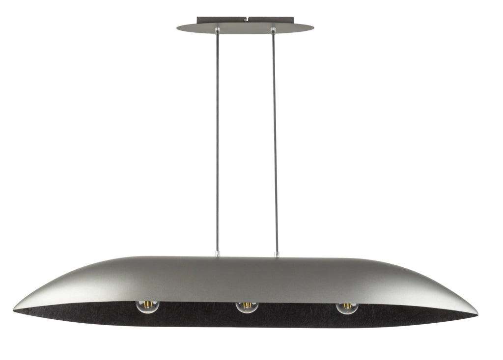 Lampada a sospensione Gondola ovale 3xE27 argento/nera