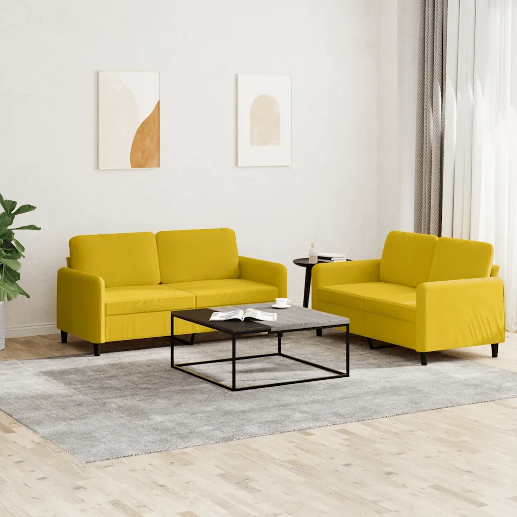 Set di Divani 2 pz Giallo in Velluto 3201980