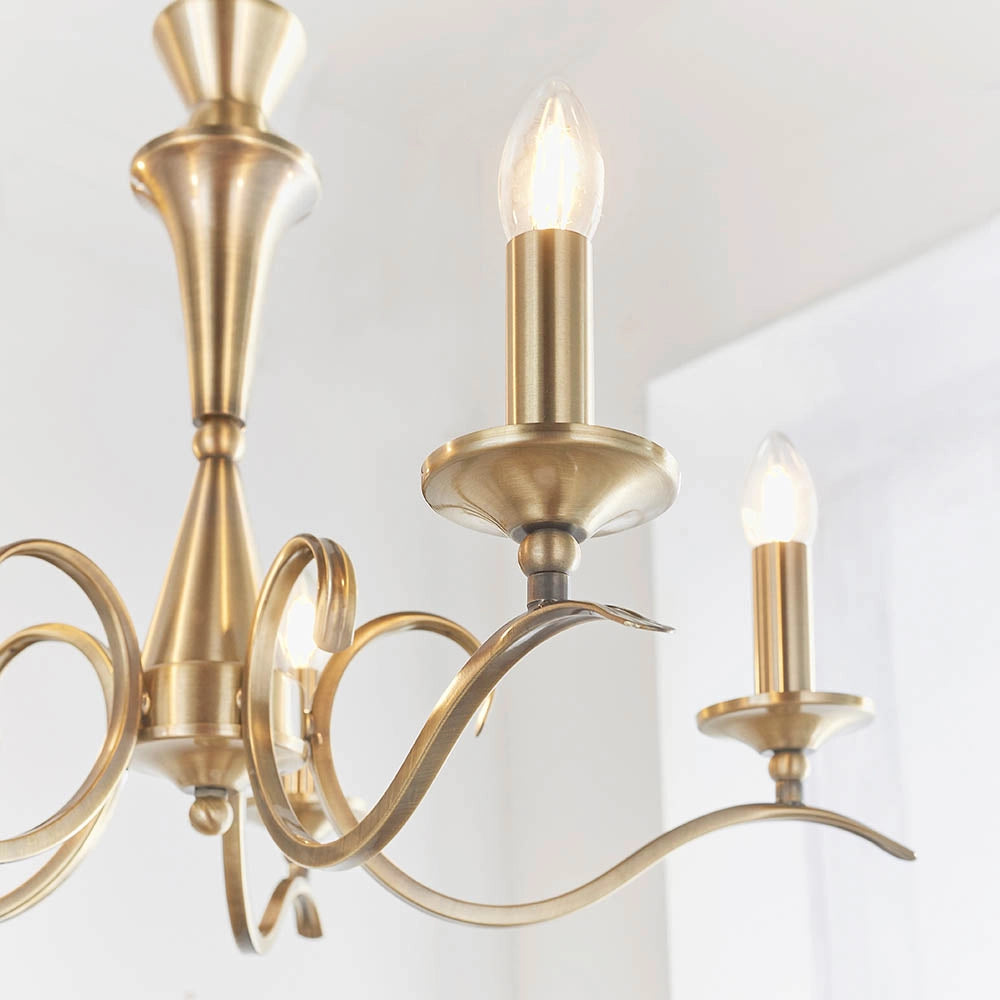 Lampadario Kora Endon ottone antico 5xE14 dimmer LED