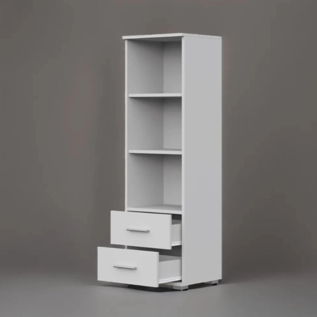 Armadio FAUSKE - 2 Cassetti - Bianco - Larghezza 40 cm, Altezza 130 cm, Profondit? 36 cm