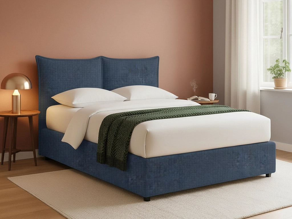 Malton, Letto Piazza e Mezza Sfoderabile Made in Italy, blu
