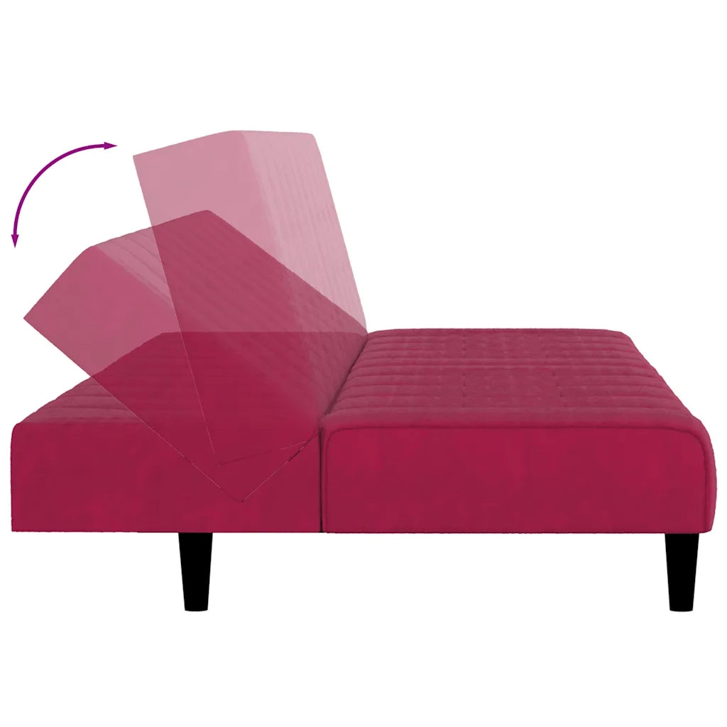 Divano letto | Sof¨¤ letto | Letto singolo a 2 Posti Rosso Vino in Velluto