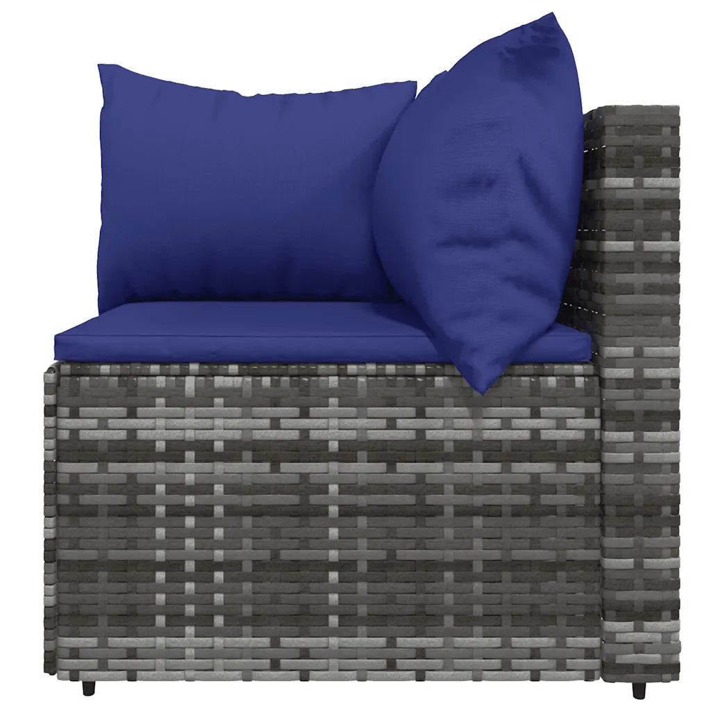 Set Divani da Giardino 4 pz con Cuscini in Polyrattan Grigio 319845