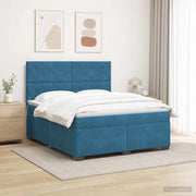 Letto box spring con materasso Blu 140 x 190 cm Velluto 3455112