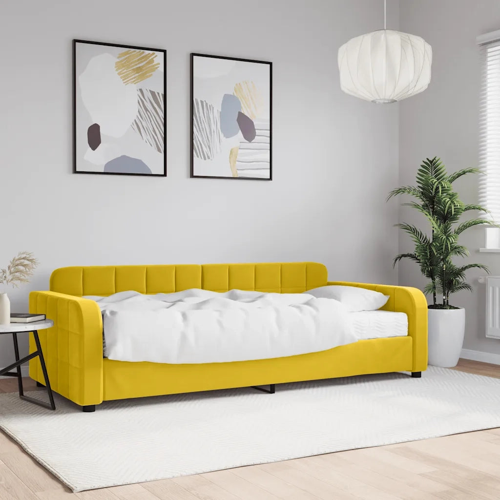 Divano letto | Sof¨¤ letto | Letto singolo con Materasso Giallo 90x200 cm in Velluto