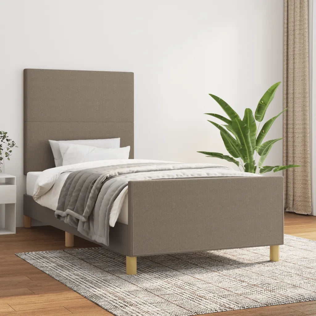 Letto singolo | Letto per adulti | Giroletto senza Materasso Tortora 90x200 cm Tessuto