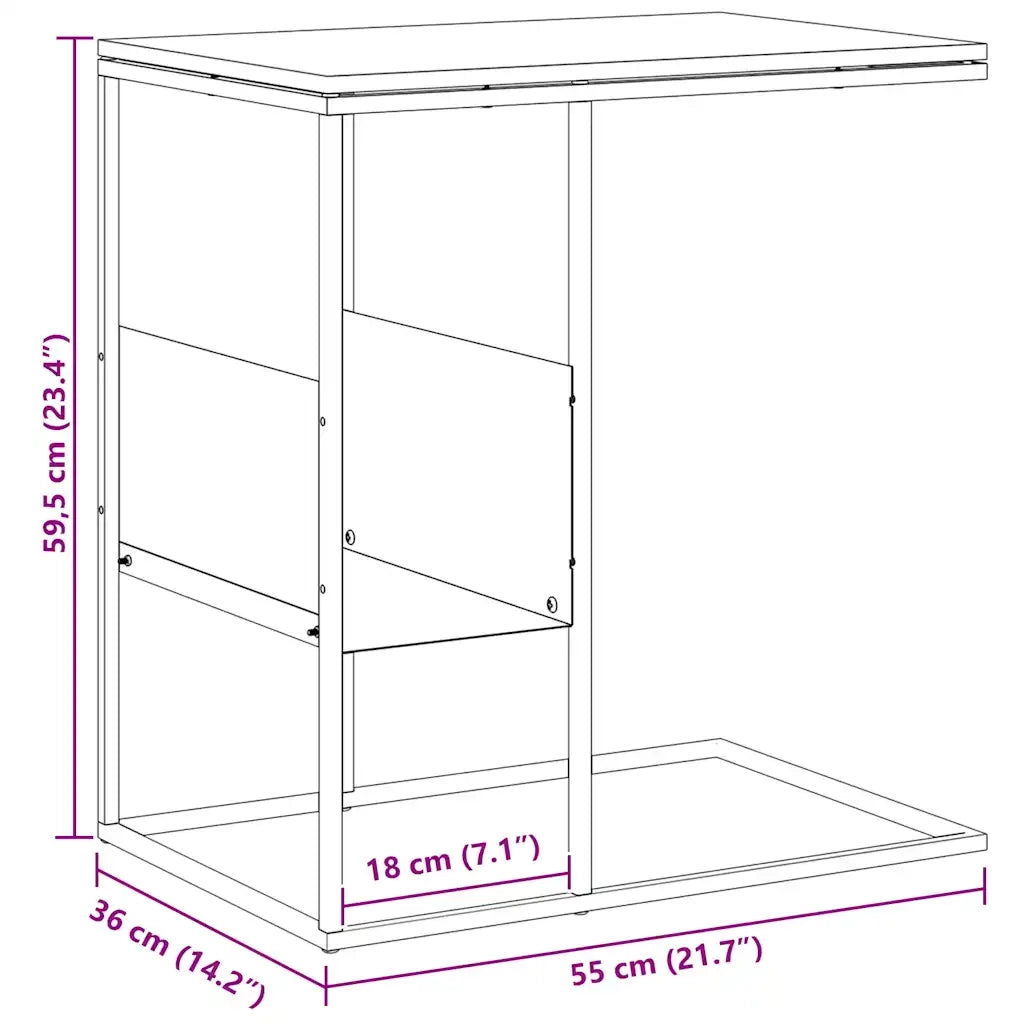 Tavolino Bianco 55x36x59,5 cm Legno Multistrato 343107