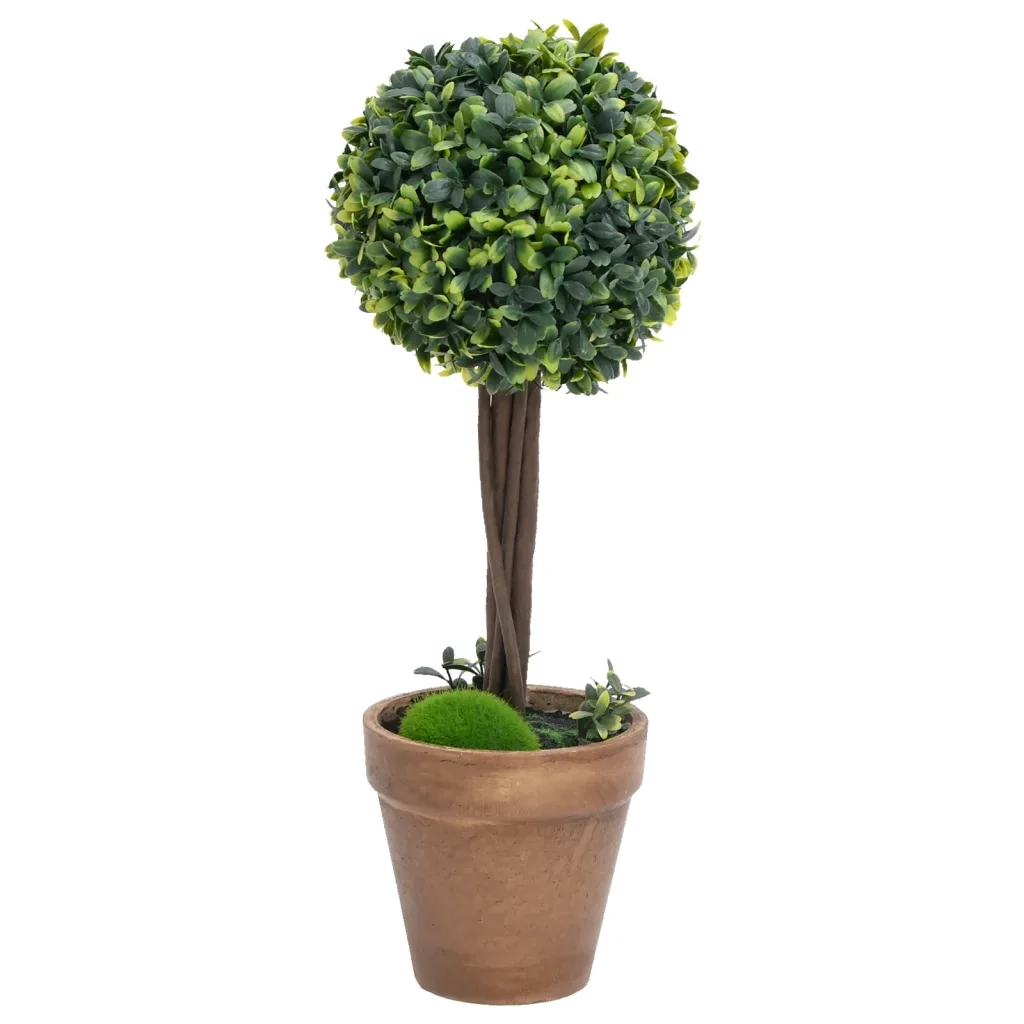 Piante di Bosso Artificiale 2 pz a Sfera con Vaso Verde 41 cm CFW9191872