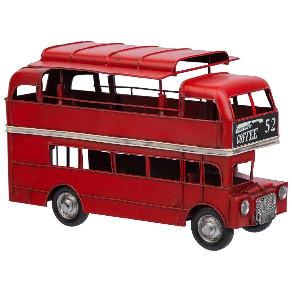 Autobus doppio in metallo rosso 28x14x18,5h cm