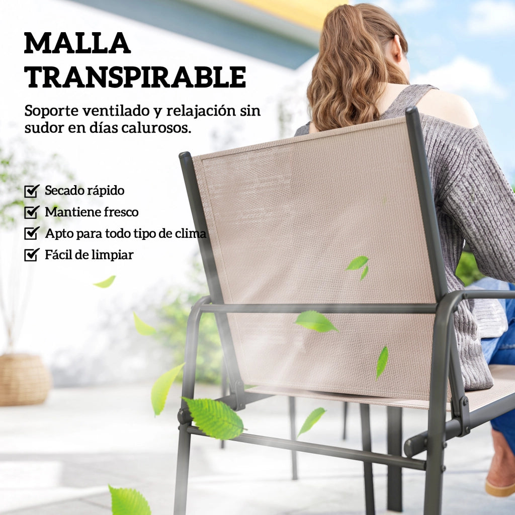 Set Tavolo e Sedie da Giardino ¨C Minimal ¨C Effetto Legno 6 Pezzi Caqui