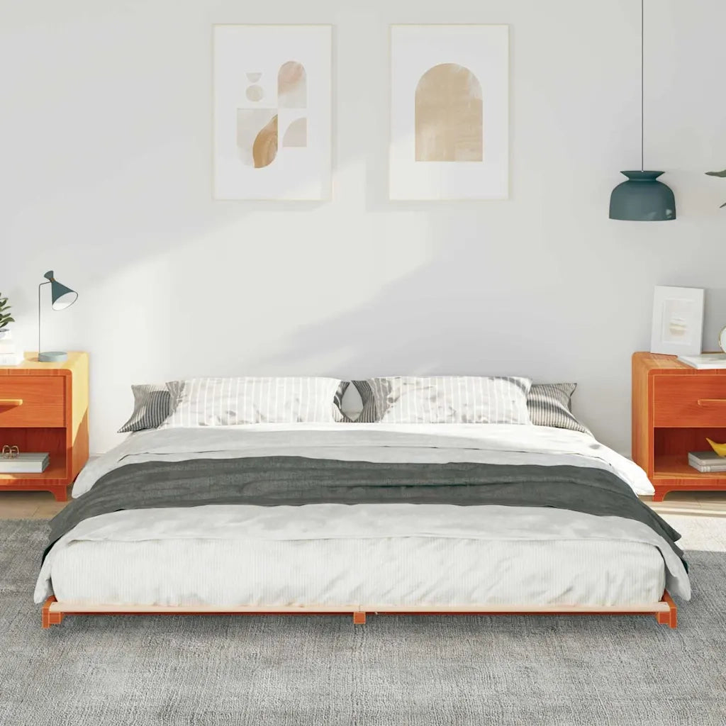 Struttura del letto Marrone cerato 200 x 220 cm Pino massello 873141