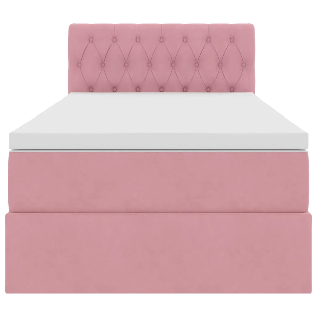 Letto con contenitore e LED con led Rosa 90 x 190 cm Velluto 3371426