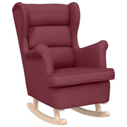 Poltrona | Sedia a Dondolo Rosso Vino 74x90x102 cm in Tessuto