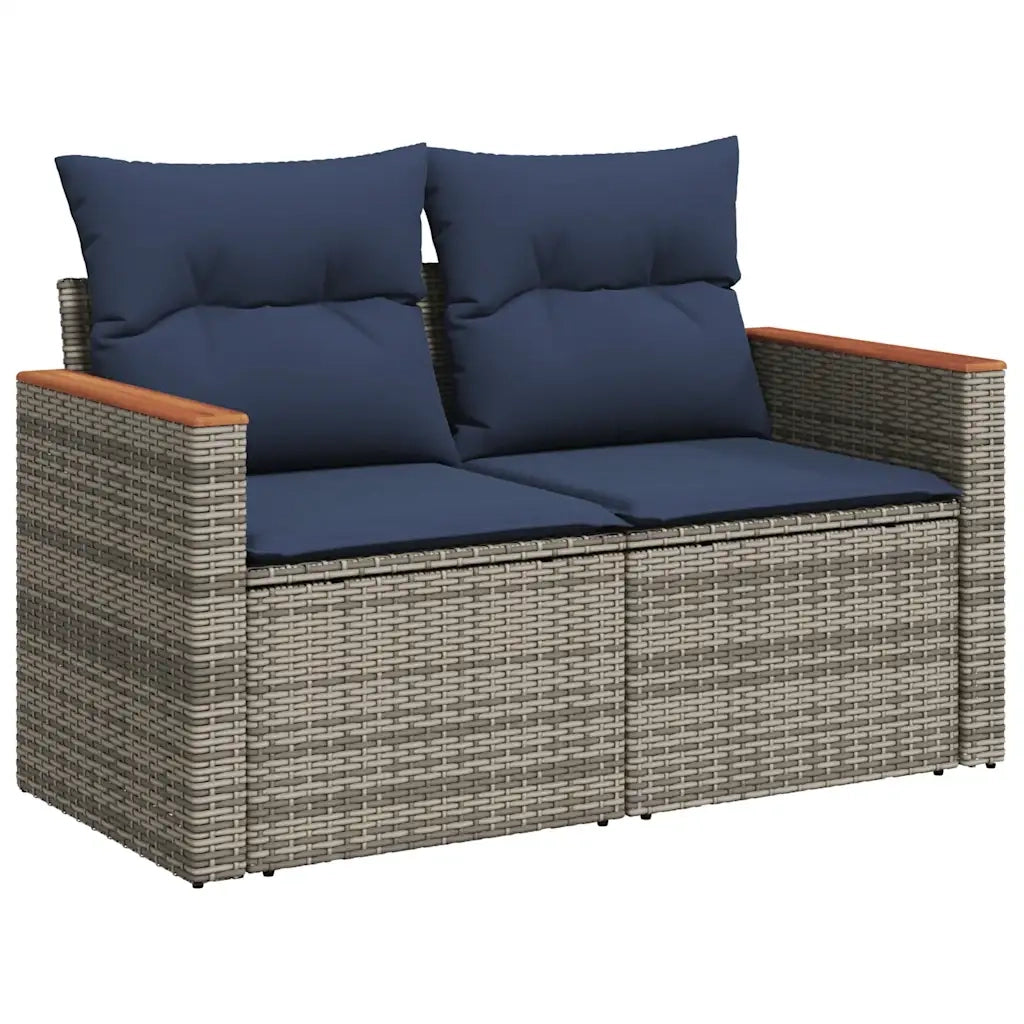 Set Divano da Giardino 6 pz con Cuscini Grigio in Polyrattan 3325946