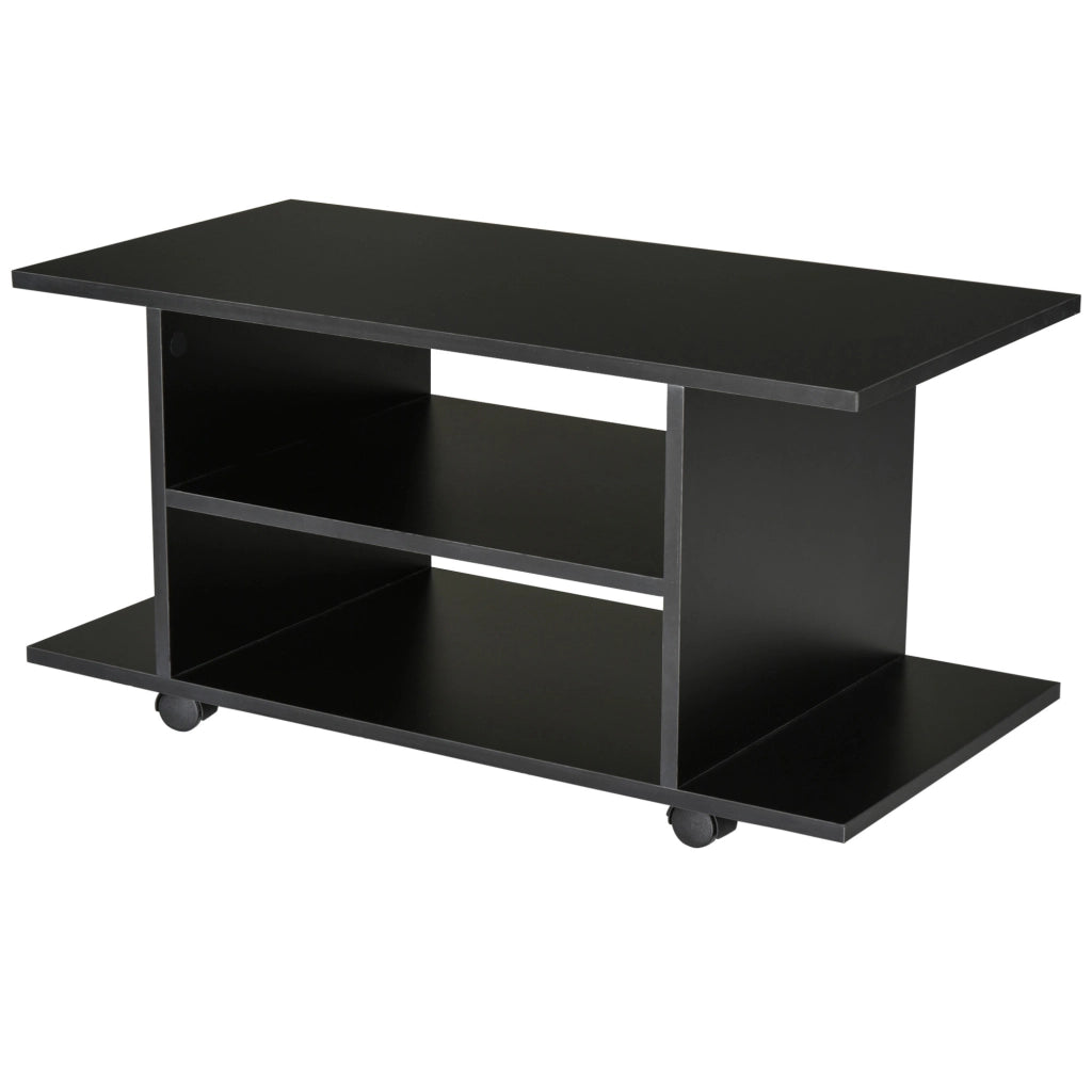 Mobile TV con Ripiani e Ruote ¨C Zephmum ¨C Nero 80x40x40 cm