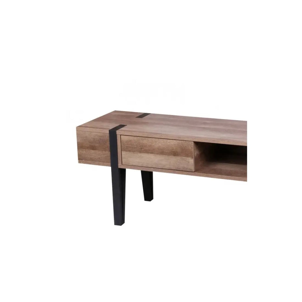 Mobile TV LOVY - Legno con Piedi in Metallo Nero, 1 Cassetto e 1 Vano