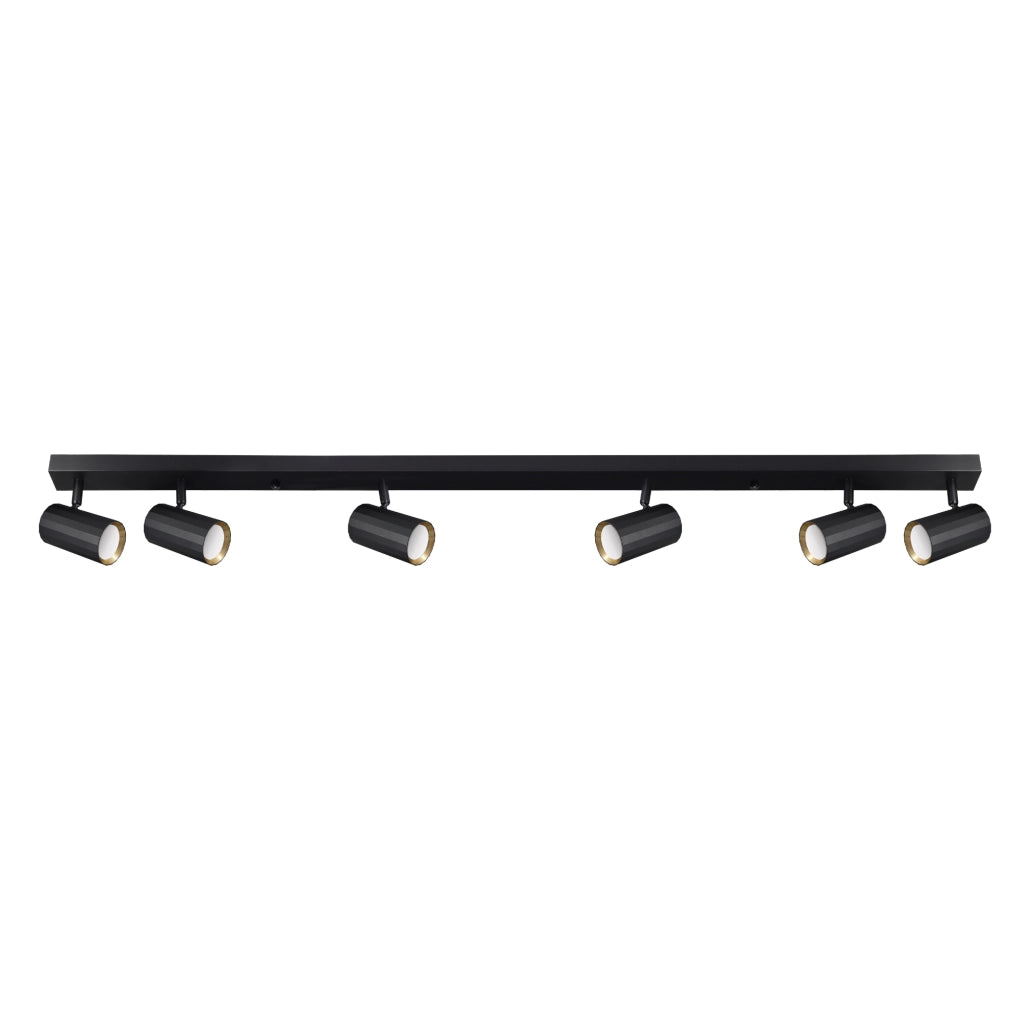 Plafoniera/Applique 6 luci GU10 nero oro NICEA Polux