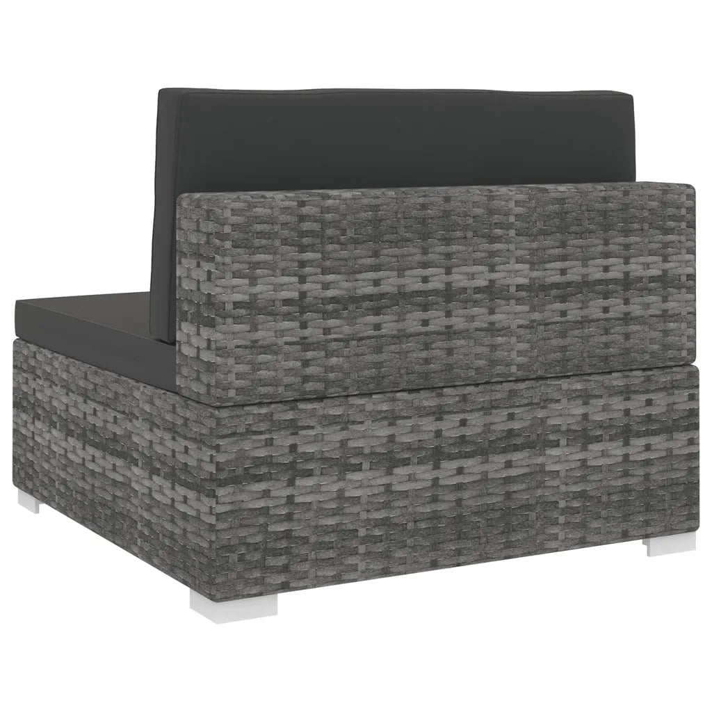 Seduta Centrale Modulare con Cuscini in Polyrattan Grigio 48290