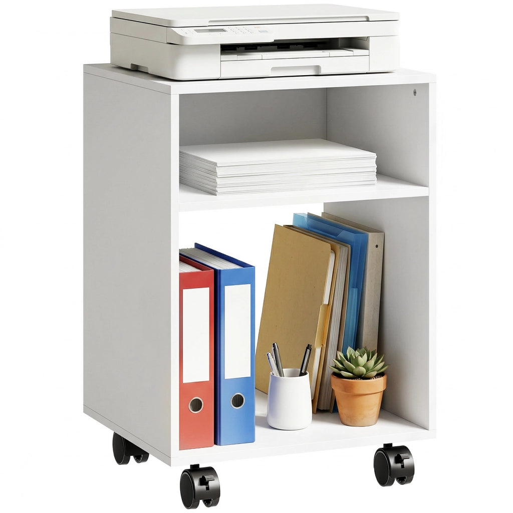 Scrivania con Ruote ¨C Minimal ¨C Legno Bianco 40x35x55 cm