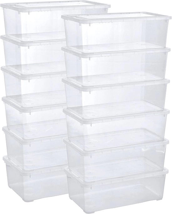 Scatole di archiviazione trasparenti a stack, ventilate - 12 x 5 L