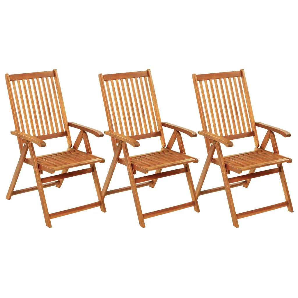 Sedie da Giardino Pieghevoli 3 pz con Cuscini Acacia Massello 3064103