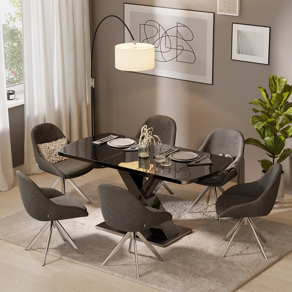 Tavolo da pranzo Chinto Nero 120 x 80 cm Estensibile Vicco