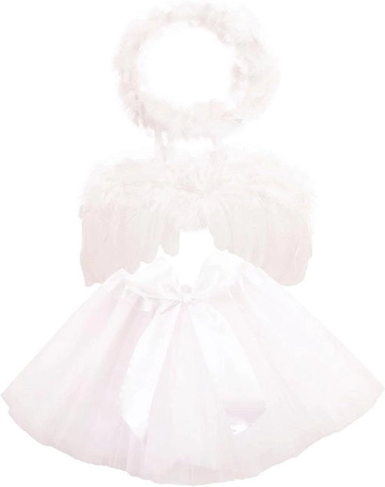 Costume da bambina con tutù e ali d'angelo per cosplay e accessori fotografici