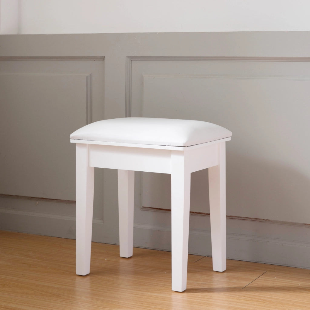 Sgabello Imbottito da Trucco ¨C MINIMAL ¨C Seduta Quadrata, Velluto, Beige