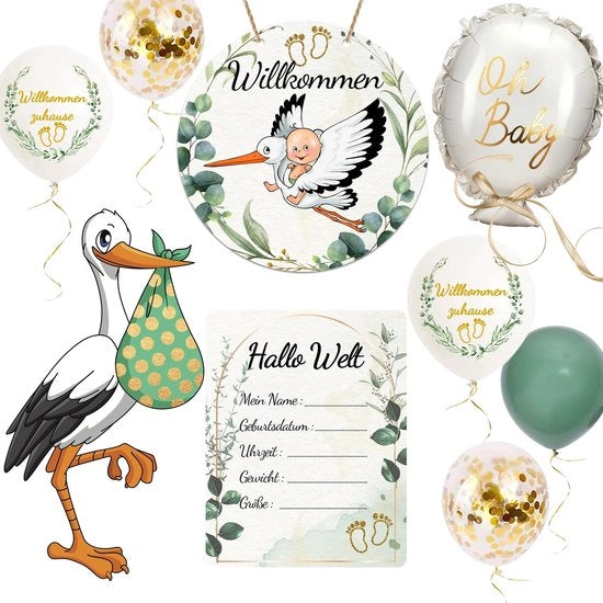 Set di regali per bambini - ideale per la festa di benvenuto - verde - regali unici per bambini - adatti per i nuovi genitori - per bambini maschi e femmine