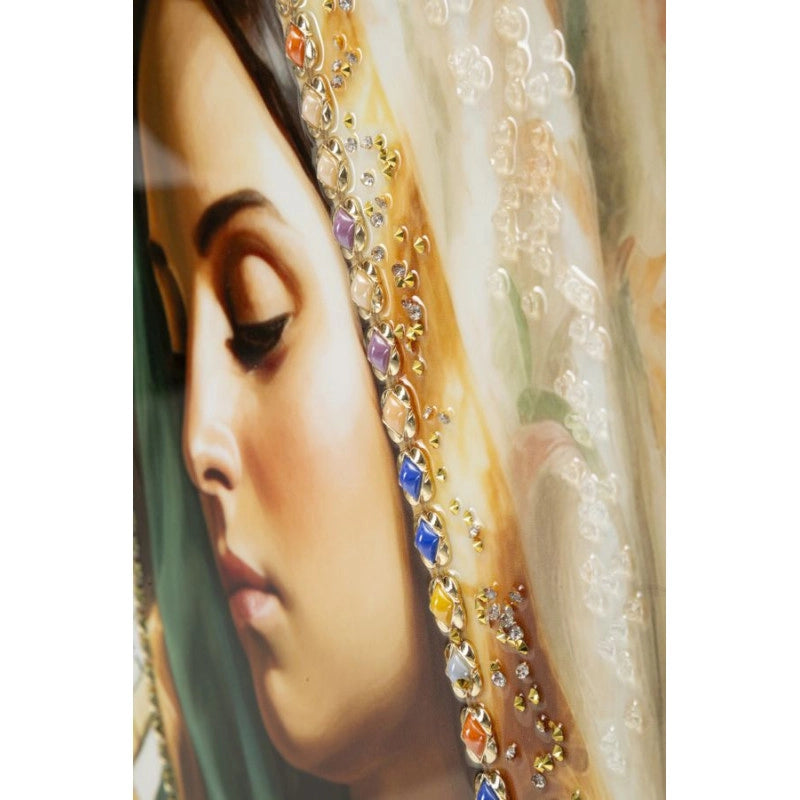 Dipinto Su Tela Laccato Madonna -a- Con Cornice cm 72x4x102