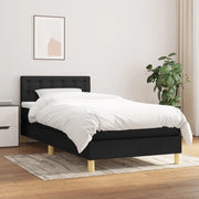 Giroletto a Molle con Materasso-Struttura Letto Nero 80x200 cm inTessuto 881370