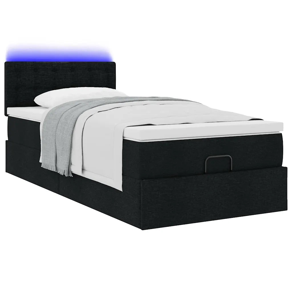 Pouf Letto con Materasso Nero 100x200 cm in Tessuto 3312452