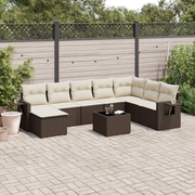 Set Divani da Giardino 9pz con Cuscini Marrone in Polyrattan 3252910