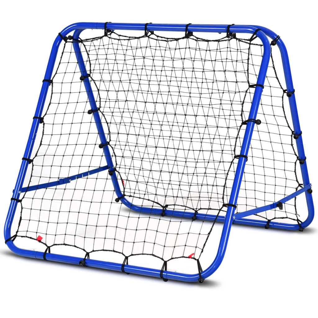 Rete di rimbalzo per calcio pieghevole con angoli regolabili, Rete di rimbalzo per calcio con picchetto u interno esterno Blu-Ricreazione outdoor
