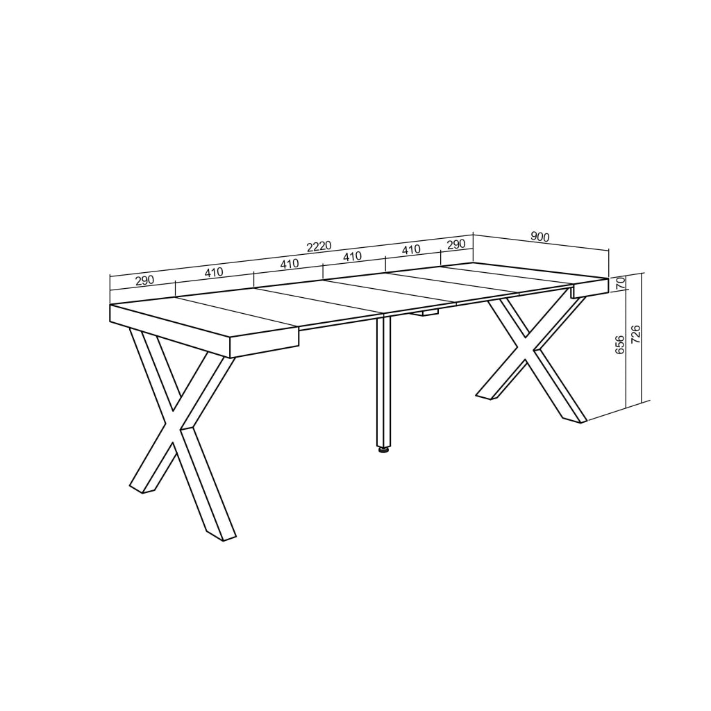 Consolle allungabile, 58 fino 222x90x73cm, Per 10 persone, Gambe in legno, Nero RF2787