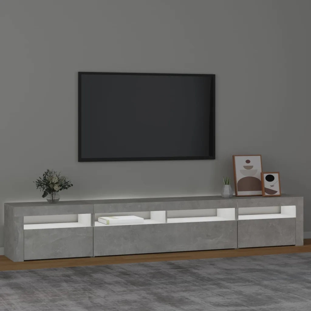 Mobile Porta TV con Luci LED-Mobile per TV-Credenza TV Grigio Cemento 240x35x40 cm