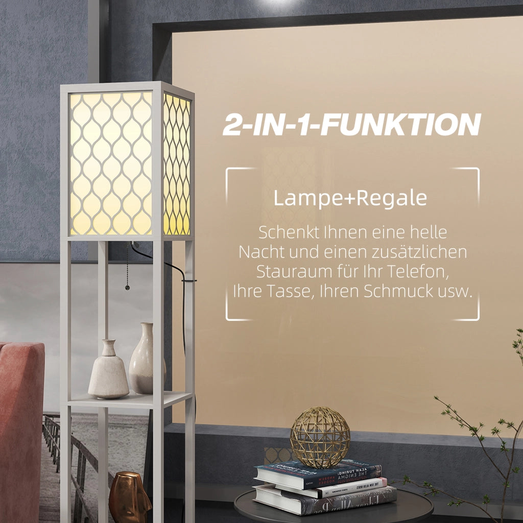 Lampada da terra moderna con 2 ripiani ¨C Xylo ¨C Nero e Bianco 26x26x156 cm