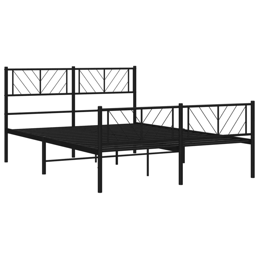 Giroletto con Testiera e Pediera Metallo Nero 140x190 cm 372197