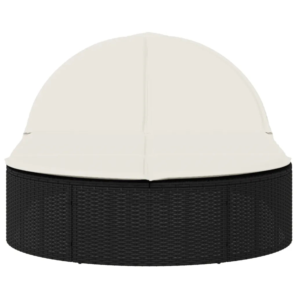 Lettino Prendisole | Sdraio da giardino | Lettino da sole Doppio con Cuscini Nero in Polyrattan