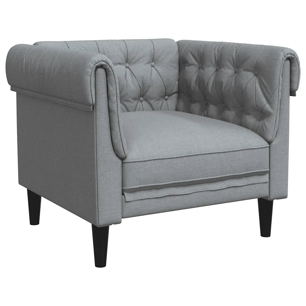 Poltrona | Sedia Relax Chesterfield Grigio Chiaro in Tessuto