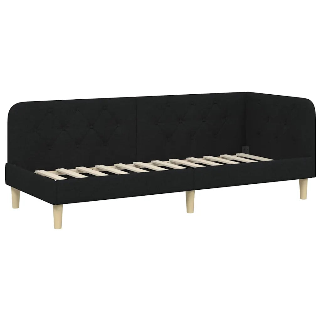 Cornice del letto ad angolo Nero 80 x 200 cm Tessuto