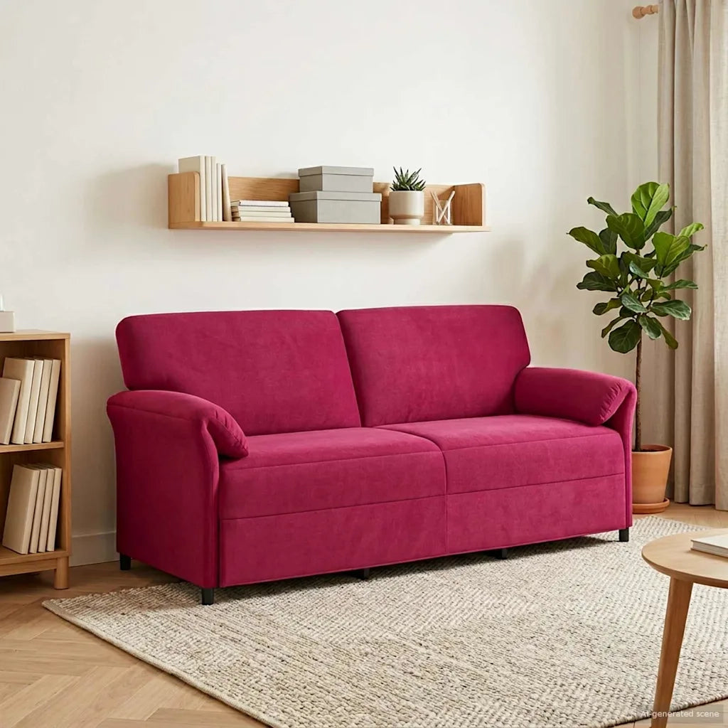 Divano 3-Persone Rosso Vino 198 x 83 x 95 cm Velluto 42033972