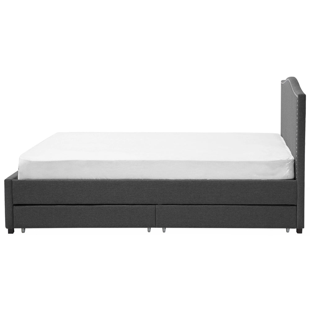 Struttura del letto Cassetto imbottito in poliestere grigio 180 x 200 cm Design tradizionale