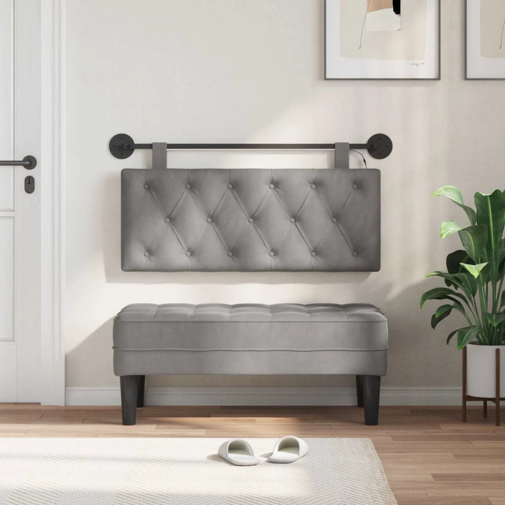 Testiera | Testata sospesa Con luce LED Grigio Chiaro Velluto