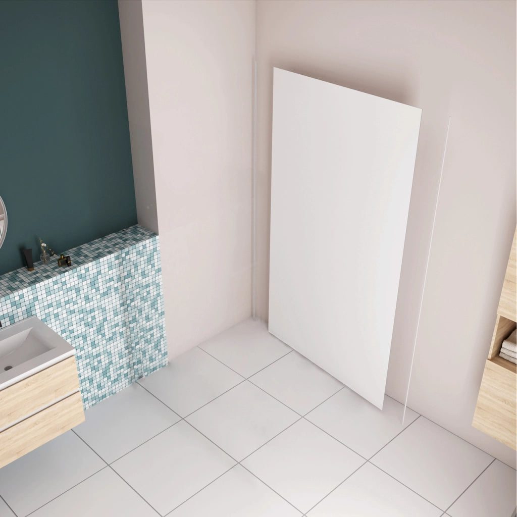 100x210 cm Pannello Doccia Realizzato in Alluminio Spessore 3mm con Profili Finitura Bianco Opaco per Rivestimento Parete Bagno