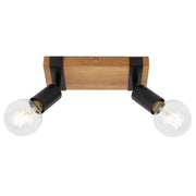 Faretto soffitto doppio nero/legno orientabile E27 Molini Italux